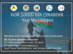 Bakı Məktəbliləri Arasında “HƏR ŞƏHİD BİR ÇİNARDIR” Adlı Yazı Müsabiqəsi Elan Edilib