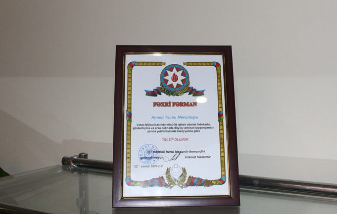 Gəncliyə Yardım Fondu Vətən Müharibəsindəki Xidmətlərinə Görə Təltif Edilib